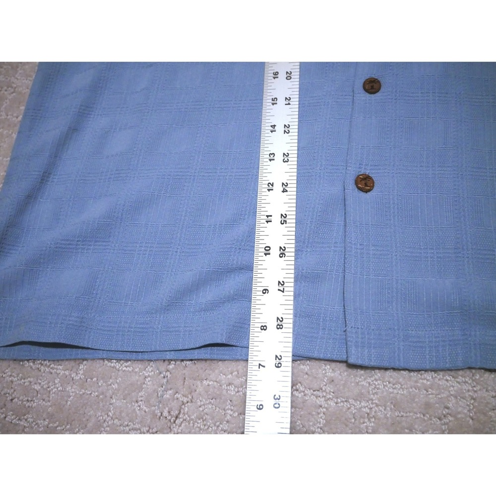 Jamaica Jaxx Mens Med Light Blue 100% Silk Short Sleeve Camp Button Down Shirt - Picture 4 of 6